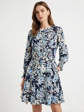 Reiss Women's Floral Print Long Sleeve Mini Casual Dress Size 8 Feminine Boho
